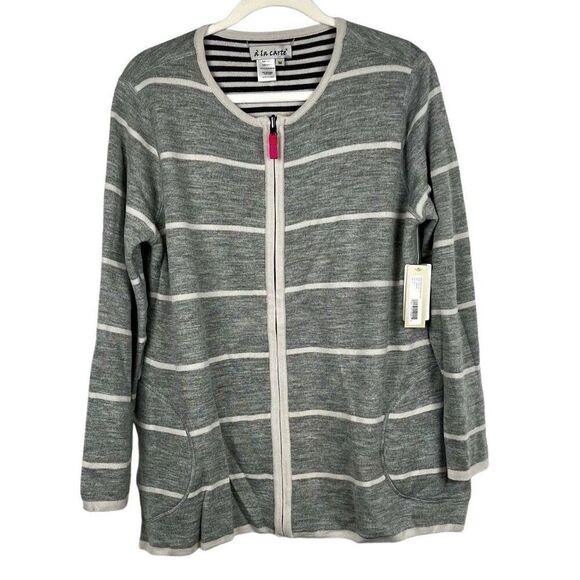 NWT A La Carte Reversible Zip Up Striped Jacket Medium - Picture 1 of 13